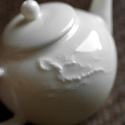 Buddha Stones White Plum Pine Bamboo Engraved Design Ceramic Teapot