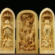 Buddha Stones Hand-carved Portable Buddha Boxwood Serenity Home Decoration Altar Prayer Altar BS Boy Girl Attendants Fairies