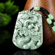 Buddha Stones Year Of The Dragon Chinese Zodiac Dragon Soaring Jade Protection Bead Chain Necklace Pendant Necklaces & Pendants BS Dragon(Protection♥Success)