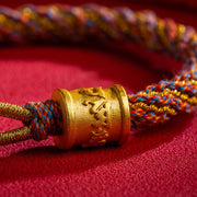Buddha Stones Handmade Multicolored Tibetan Om Mani Padme Hum Ruyi Auspicious Charm Braided Bracelet