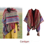 Buddha Stones Tibetan Shawl Knitting Warm Cloak Tibetan Tassel Scarf Tibetan Shawl BS 9