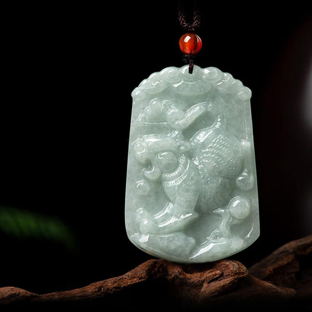 Buddha Stones Natural Jade 12 Chinese Zodiac Abundance Amulet Pendant Necklace Necklaces & Pendants BS Tiger