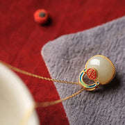 Buddha Stones Blessing Money Bag Jade Abundance Chain Necklace Pendant Necklaces & Pendants BS 5