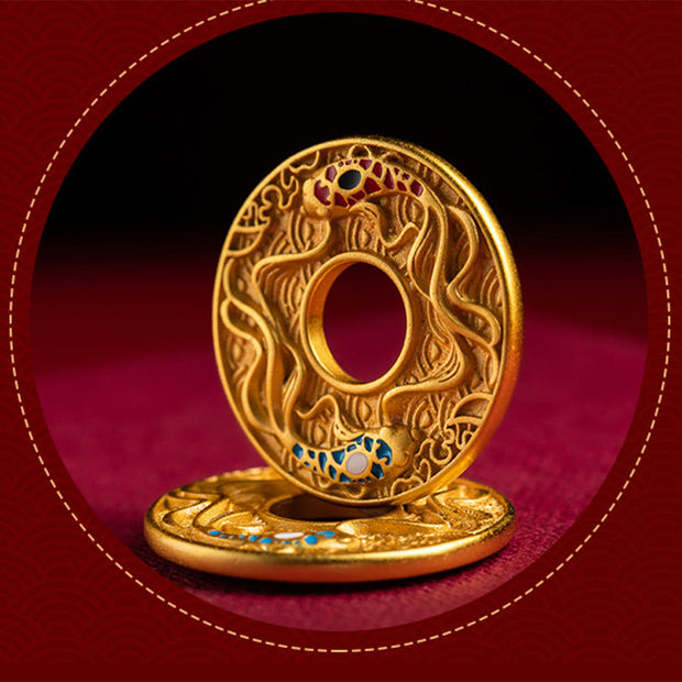 Buddha Stones Double Koi Fish Peace Buckle Wealth Luck Key Chain Key Chain BS 13