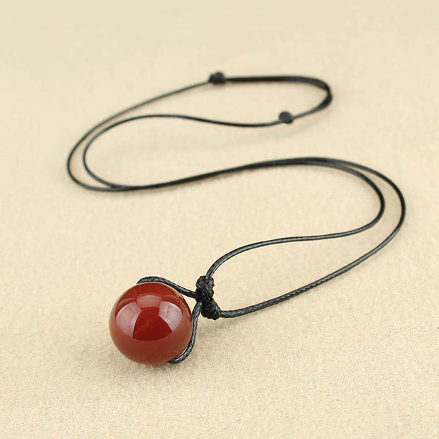 Buddha Stones Red Agate Bead Confidence Leather Rope Necklace Pendant Necklaces & Pendants BS 4