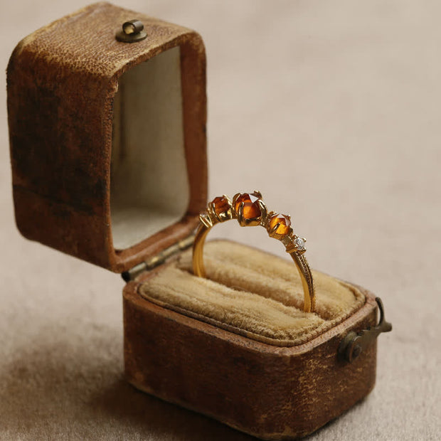 Buddha Stones Yellow Rhinestones Copper Wealth Adjustable Ring Ring BS 5