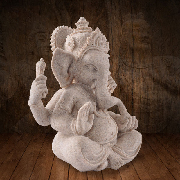 Buddha Stones Ganesh Ganpati Elephant Statue Wealth Blessing Home Decoration Decorations BS 3