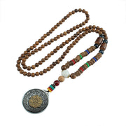 Buddha Stones Tibetan Om Mani Padme Hum Prayer Wheel Rotation Vajra Wood Necklace Pendant Necklaces & Pendants BS 26