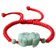 Buddha Stones Handmade Natural Jade PiXiu Protection King Kong Knot Braided String Bracelet Bracelet BS 8