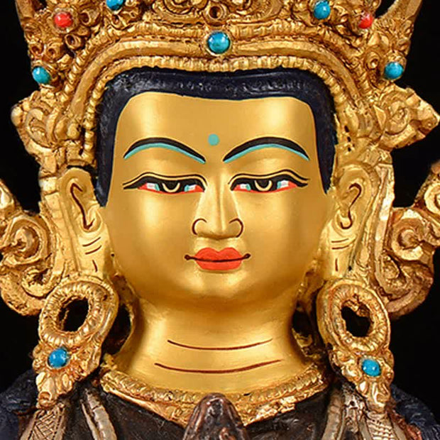 Buddha Stones Bodhisattva Chenrezig Four-armed Avalokitesvara Protection Copper Statue Decoration
