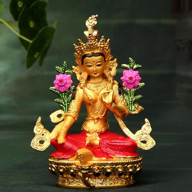 Buddha Stones Bodhisattva Green Tara Figurine Hope Statue Home Offering Decoration
