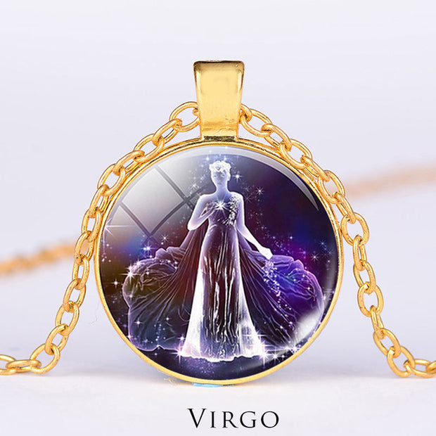 12 Constellations of the Zodiac Moon Starry Sky Protection Blessing Necklace Pendant Necklaces & Pendants BS Gold Virgo