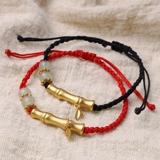 Buddha Stones Bamboo Design Luck Strength Braided Bracelet
