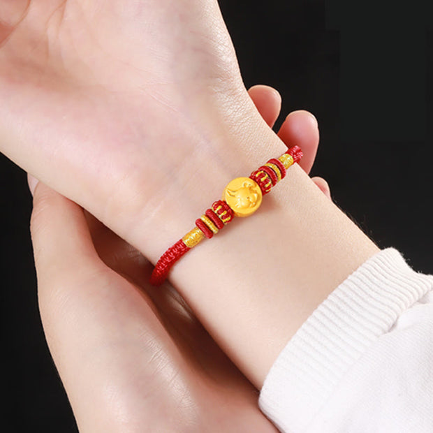 Buddha Stones 999 Gold Chinese Zodiac Auspicious Matches Om Mani Padme Hum Luck Handcrafted Bracelet Bracelet BS 18