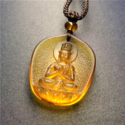 Buddha Stones Chinese Zodiac Natal Buddha Blessing Liuli Crystal Compassion Necklace Pendant Necklaces & Pendants BS Goat/Monkey-Tathagata
