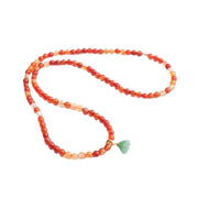Buddha Stones Natural Red Agate Jade Lotus Confidence Blessing Auspicious Bracelet Bracelet BS 9