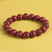 Buddha Stones Natural Double PiXiu Cinnabar Om Mani Padme Hum Wealth Luck Bead Bracelet Bracelet BS 16