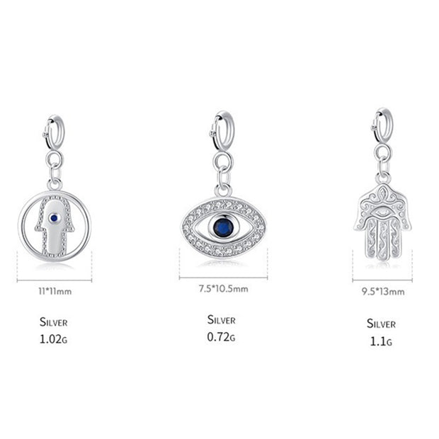925 Sterling Silver Evil Eye Hamsa Symbol Prosperity Luck Chain Necklace Pendant Necklaces & Pendants BS 9