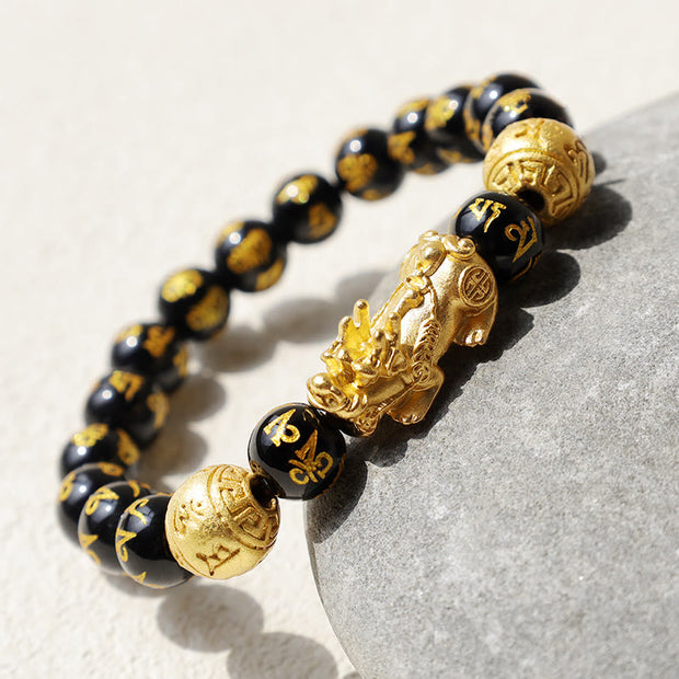 Buddha Stones FengShui PiXiu Obsidian Wealth Bracelet Bracelet BS 1