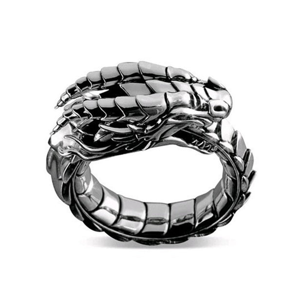 Buddha Stones Nordic Mythical Giant Dragon Nicolus Style Protection Ring Ring BS 2