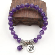 Buddha Stones Amethyst Crystal Lotus Healing Balance Bracelet Bracelet BS 2
