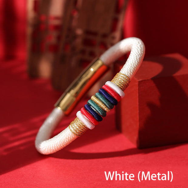 Buddha Stones Tibetan Handmade Colorful King Kong Knot Five Elements Luck Braid String Bracelet