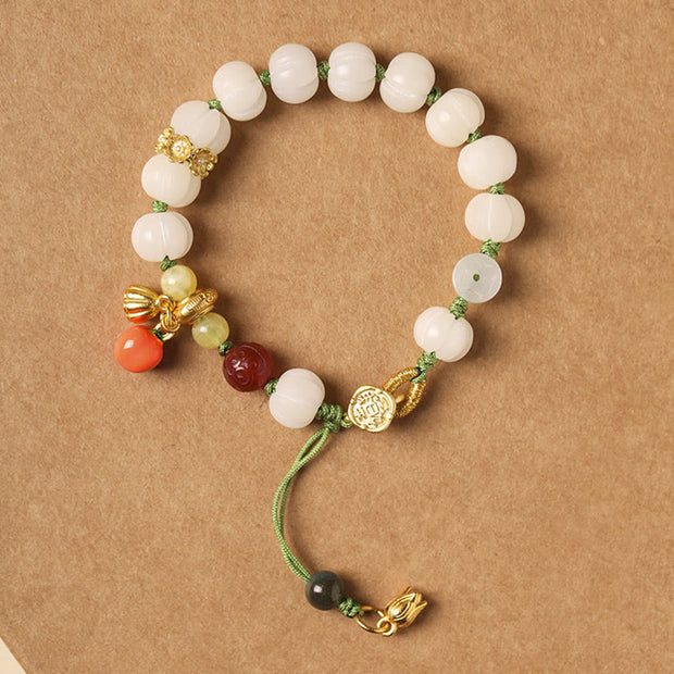 Buddha Stones Natural Bodhi Seed Lotus Pumpkin Bead Peace Harmony Bracelet Bracelet BS Bodhi Seed Pumpkin Beads 7*9mm 14-15cm