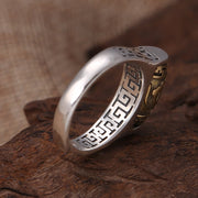 Buddha Stones Tibet Om Mani Padme Hum Carved Design Purity Rotatable Ring Ring BS 4