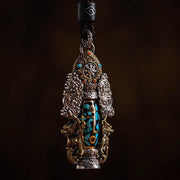 Buddha Stones Tibetan Nine-Eye Dzi Bead Turquoise Buddha Wealth Rotation Necklace Necklaces & Pendants BS 1