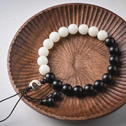 Buddha Stones Ebony YinYang Protection Bracelet Decoration Bracelet BS 2