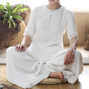 Buddha Stones Vintage Yoga Zen Prayer Spiritual Meditation Practice Plain Color Clothing Women's Set Clothes BS 11