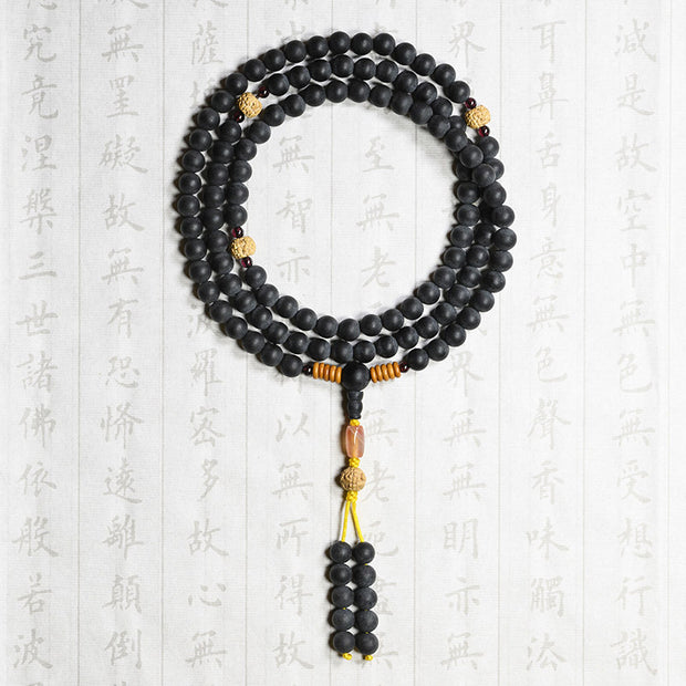 Buddha Stones Tibetan Mala Cypress Bodhi Seed Red Agate Healing Bracelet Mala Bracelet BS 8mm