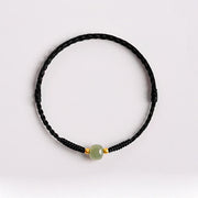 Buddha Stones Handmade Jade Lucky Bead Prosperity Braided Bracelet Bracelet BS Black(Wrist Circumference 14-20cm)