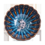 Buddha Stones Lotus Goldfish Auspicious Dragon Phoenix Ceramic Teacup Silver Inlaid Tea Cups 130ml Cup BS 10
