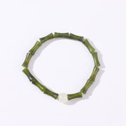Buddha Stones Green Bamboo Jade Pattern Luck Abundance Bracelet Bracelet BS 6