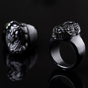 Buddha Stones FengShui PiXiu Black Obsidian Strength Ring Ring BS 1