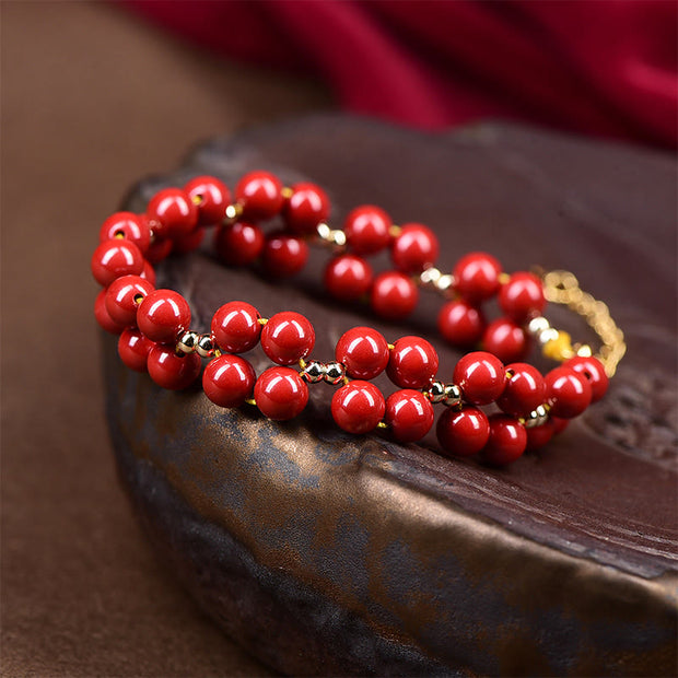 Buddha Stones Natural Cinnabar Beaded Blessing Bracelet