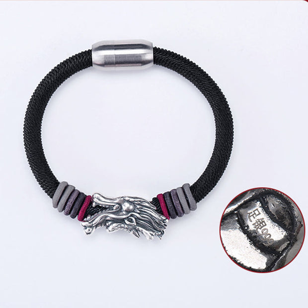 Buddha Stones 999 Sterling Silver Dragon Luck Handcrafted Braided Child Adult Bracelet Bracelet BS 6