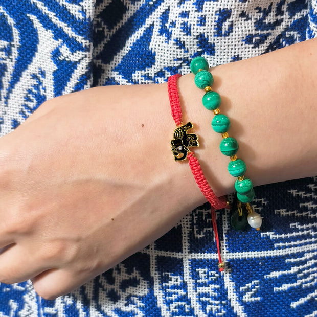 Tibetan Handmade Wise Future Elephant Red String Bracelet