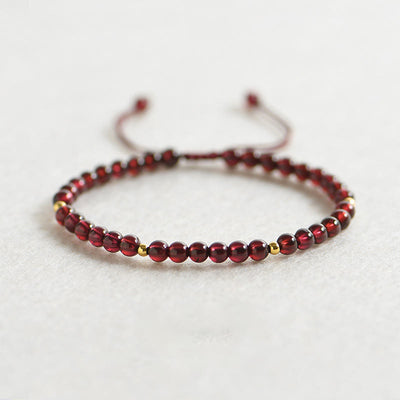 Buddha Stones Natural Garnet Golden Beads Stability Bracelet Bracelet BS Garnet(Purification♥Protection)
