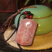 Buddha Stones 999 Sterling Silver Ebony Wood Red Sandalwood Yin Yang Bagua Balance Necklace Pendant Necklaces & Pendants BS 10