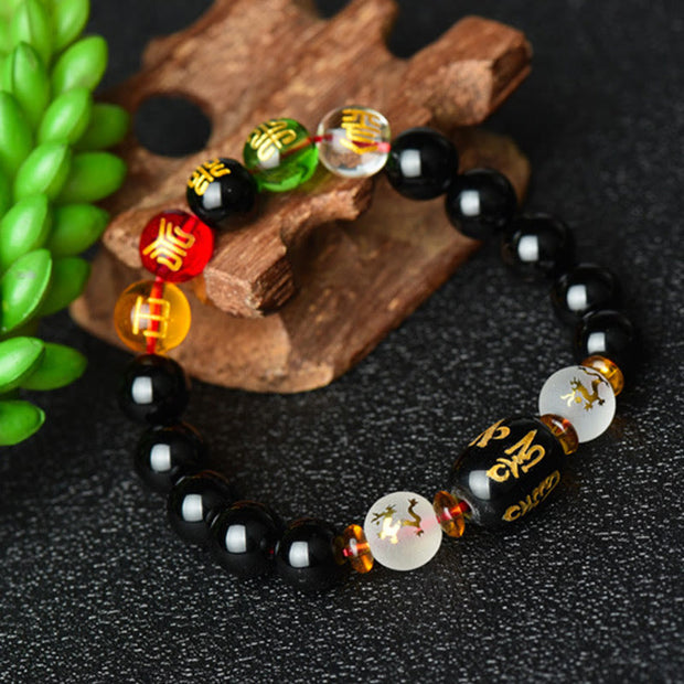 Buddha Stones Tibetan Black Onyx Luck Bracelet