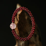 Buddha Stones Natural Garnet Pink Crystal Red Agate Amazonite Bead Protection Bracelet Bracelet BS 2