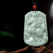 Buddha Stones Natural Jade 12 Chinese Zodiac Abundance Amulet Pendant Necklace Necklaces & Pendants BS 2
