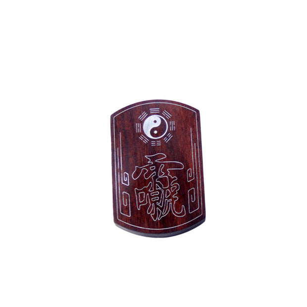 Buddha Stones 999 Sterling Silver Ebony Wood Red Sandalwood Yin Yang Bagua Balance Necklace Pendant