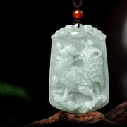 Buddha Stones Natural Jade 12 Chinese Zodiac Abundance Amulet Pendant Necklace Necklaces & Pendants BS Rooster