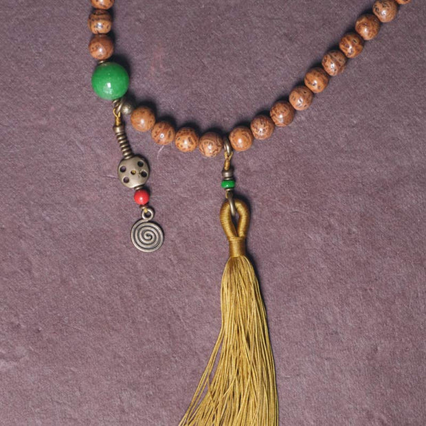 Buddha Stones 108 Mala Beads Bodhi Seed Wisdom Peace Tassel Bracelet Mala Bracelet BS 7