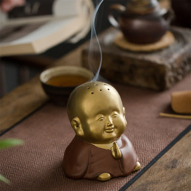 Buddha Stones Little Buddha Laughing Buddha Ceramic Healing Incense Burner Incense Burner BS 2