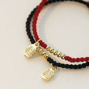 Buddha Stones Handmade Fu Character Charm Luck Fortune Rope Bracelet