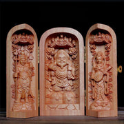 Buddha Stones Avalokitesvara Kwan Yin Buddha Cherry Wood Compassion Home Decoration Altar Prayer Altar BS Daikokuten God Of Wealth